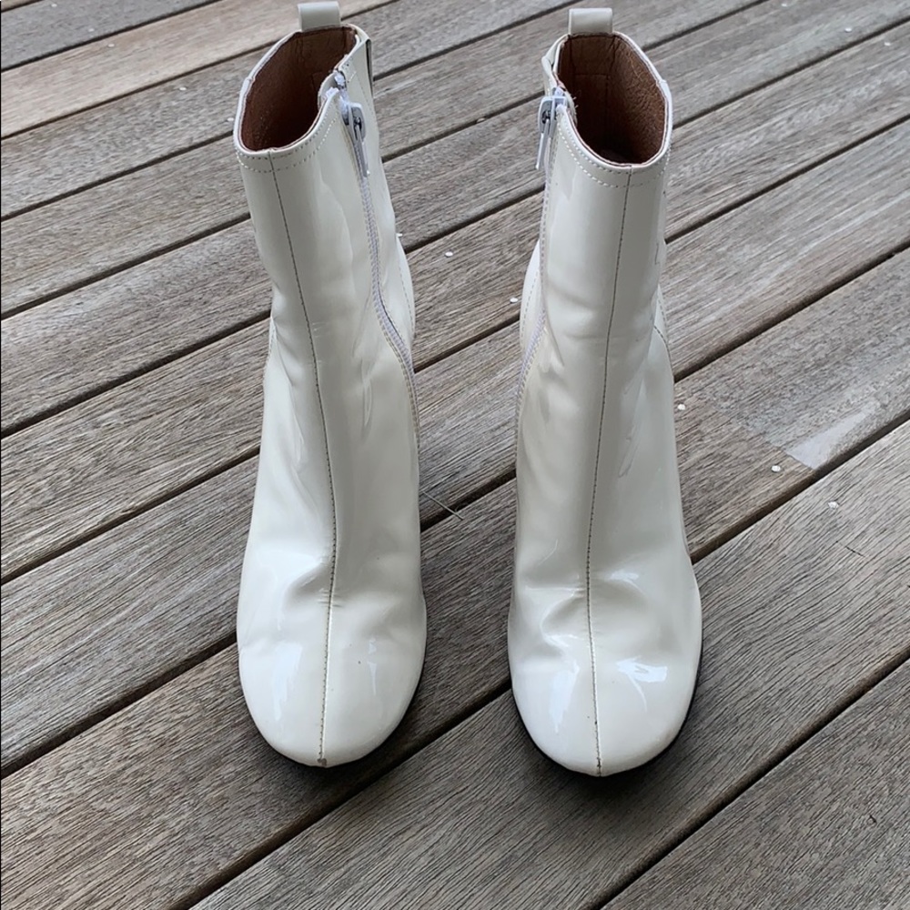 Jeffrey Campbell white pleather booties